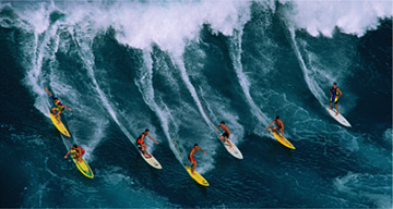 7 surfing in 1 wave
